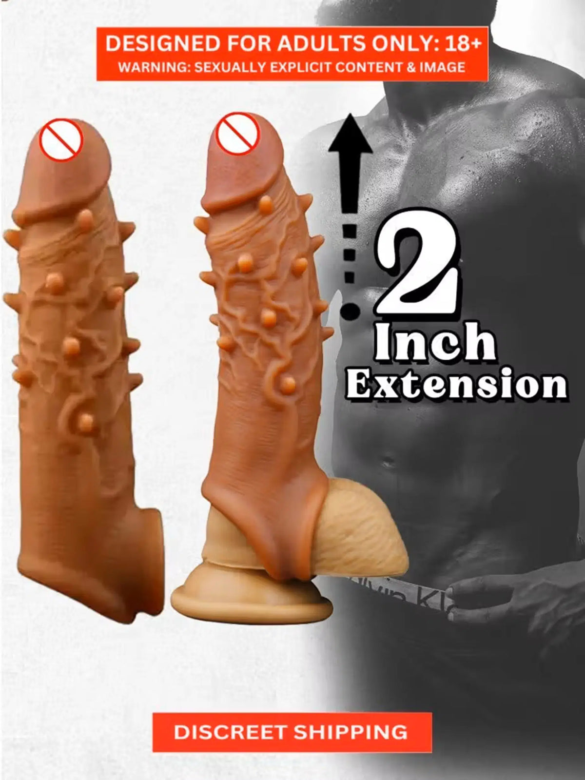 Dotted Penis Sleeve Double Hole 6 Inch Reusable Cock Extension Silicon Condom for Extra Length and Girth